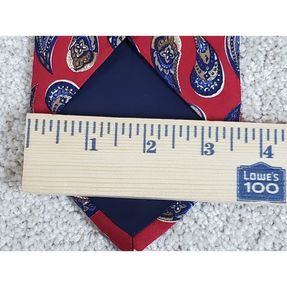 Jos A Banks Collection Men's Neck Tie Red Paisley 100% Silk USA 58" - Picture 3 of 5